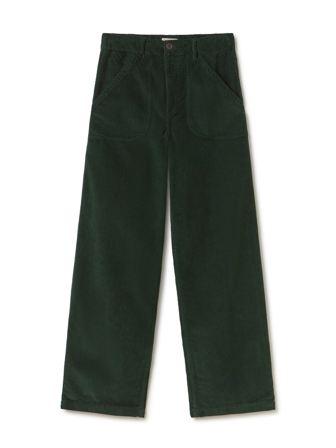 Dark green sustainable corduroy pants