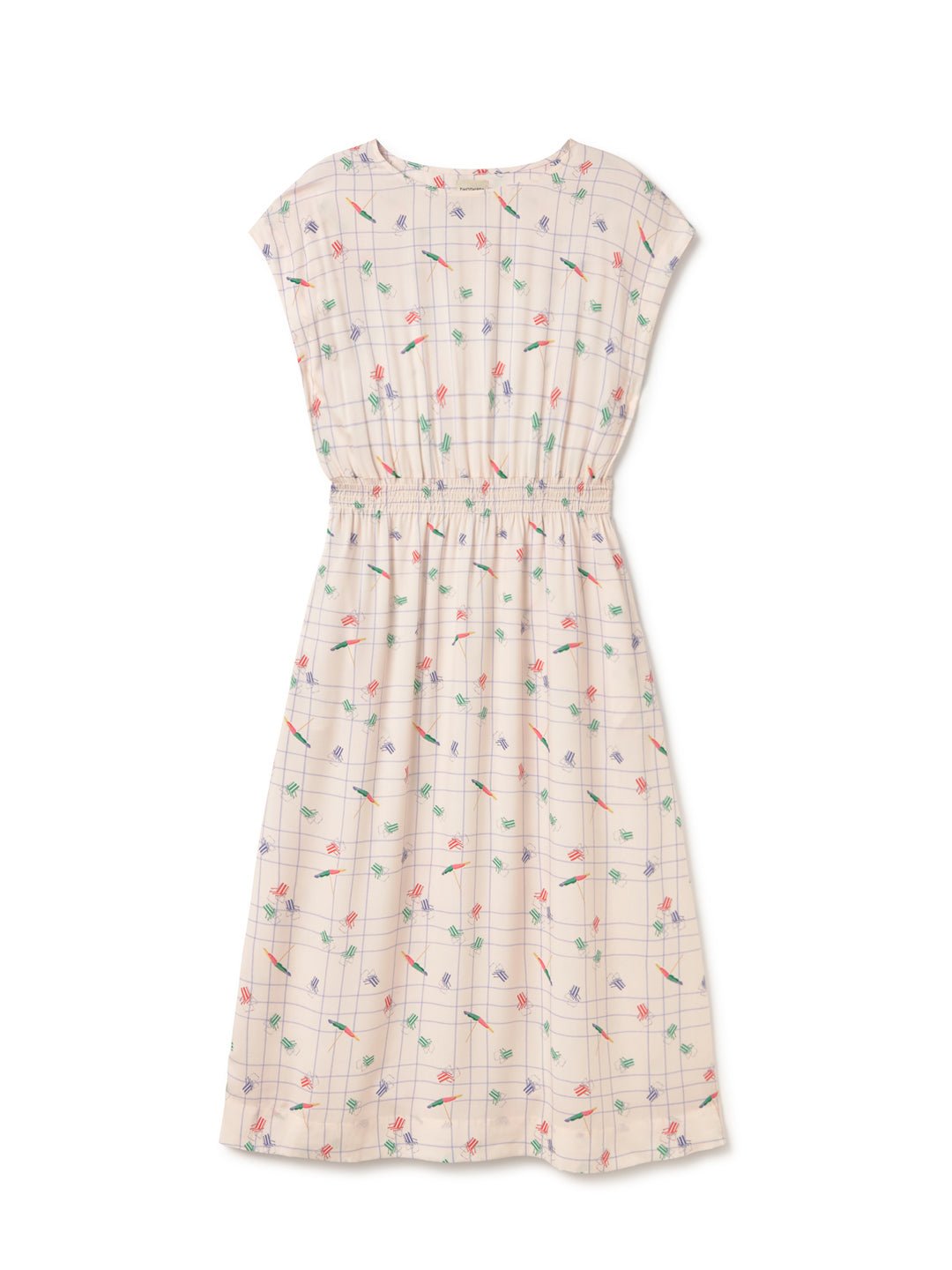 Patterned beige viscose dress women front