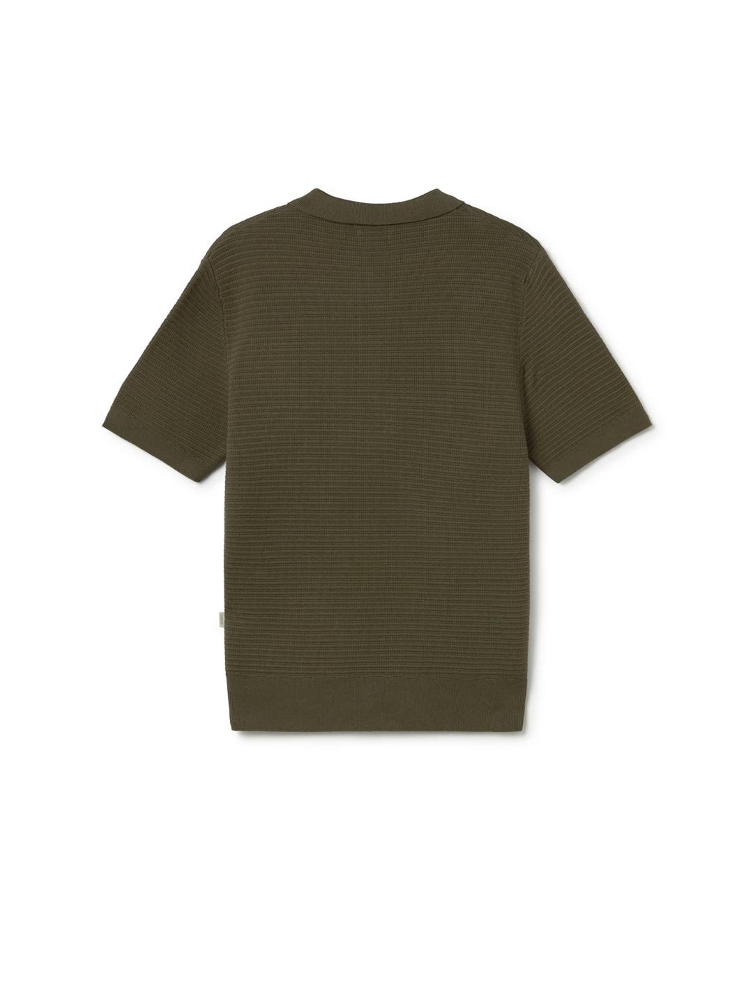Khaki knit polo shirt men back