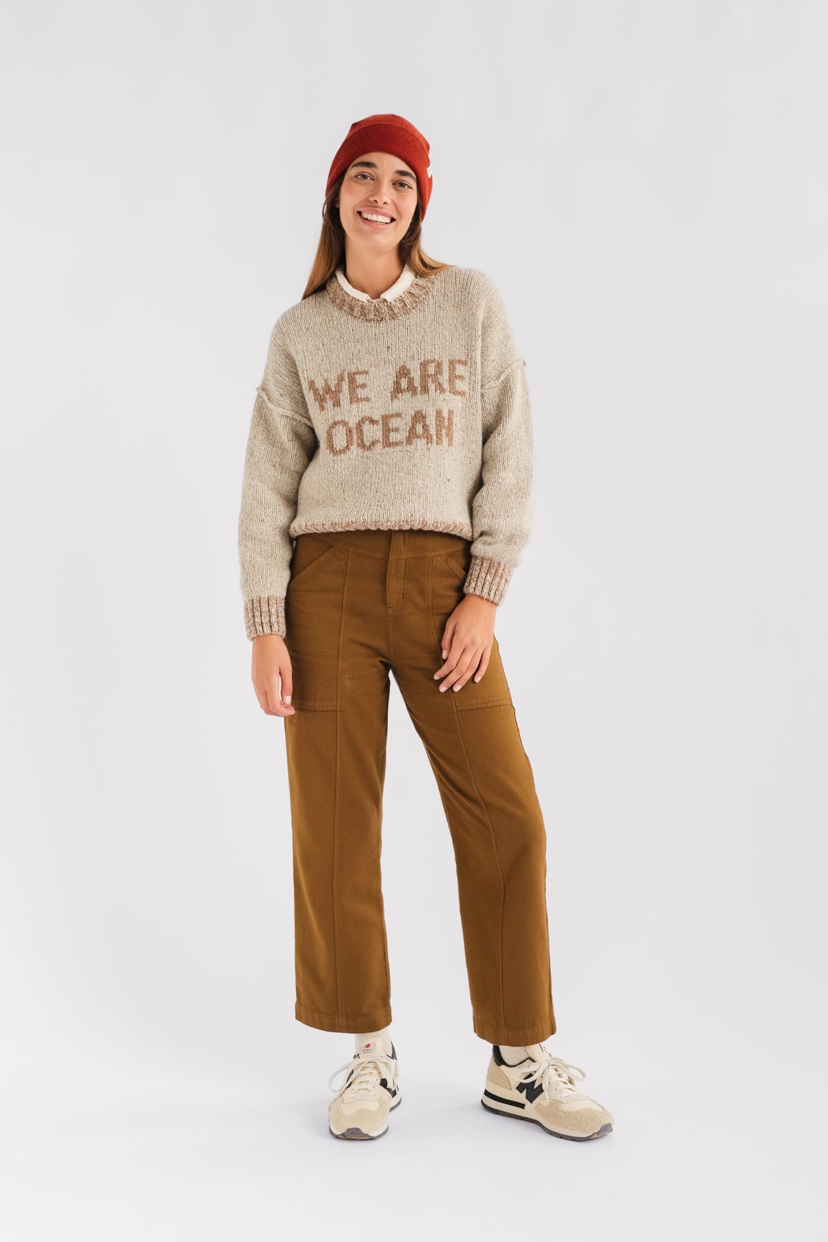 oversized cropped knit with voluminous sleeves