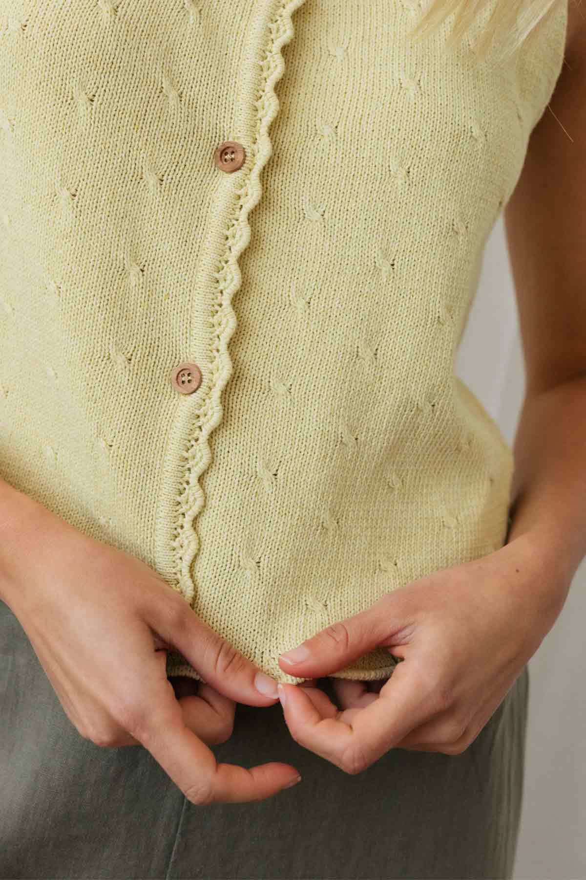 lightweight yellow knit top