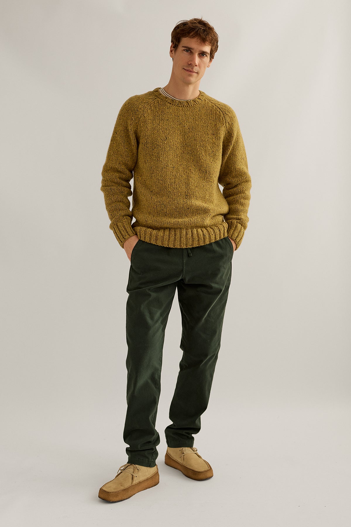 sustainable green knit made from recycled wool