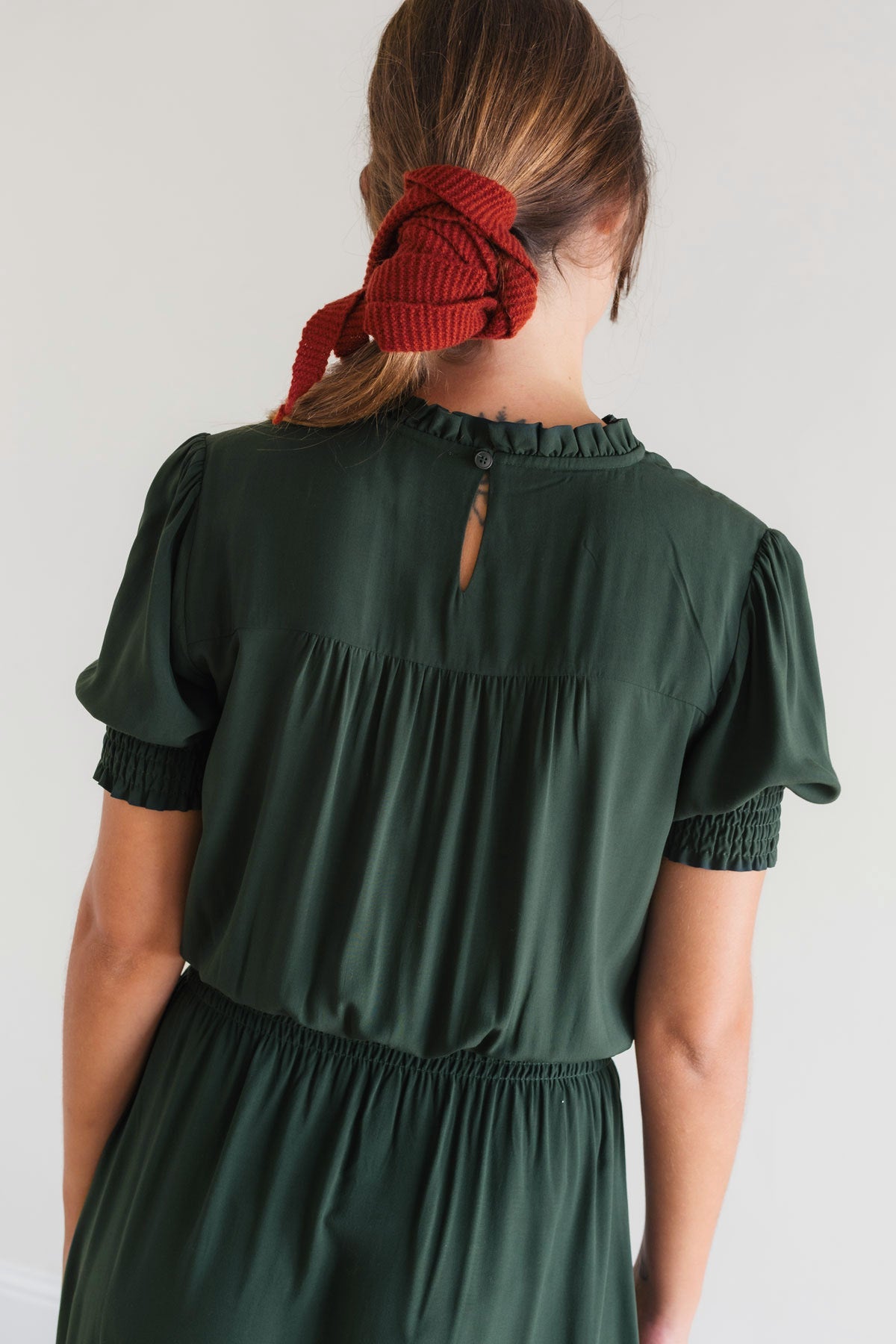 Women’s deep-green vegan dress