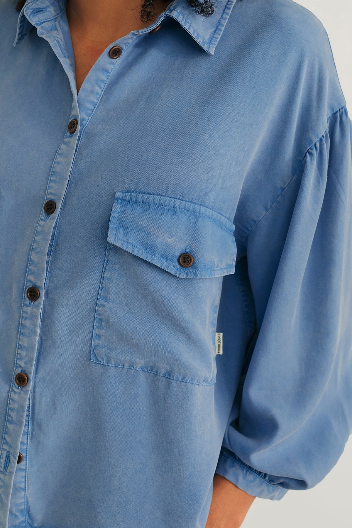 lightweight blue blouse with elegant shape