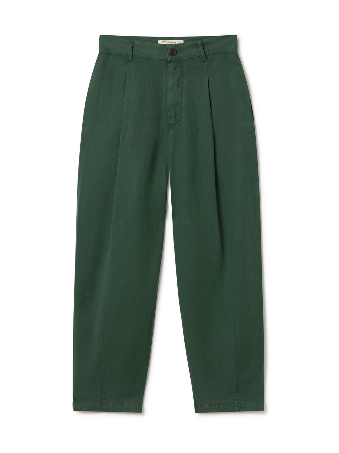 Dark green lyocell pants women front