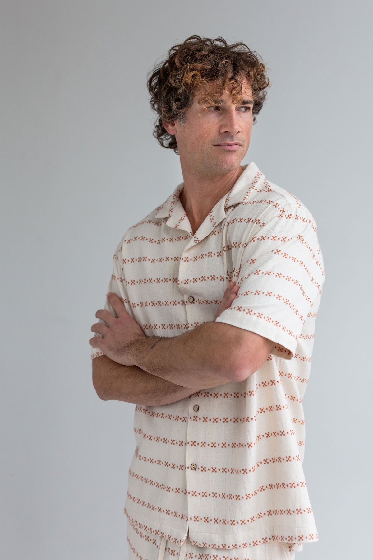 Striped Guayabera shirt men wear view front