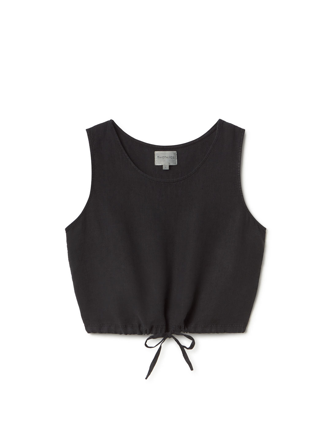 Black Sleeveless linen shirt women front