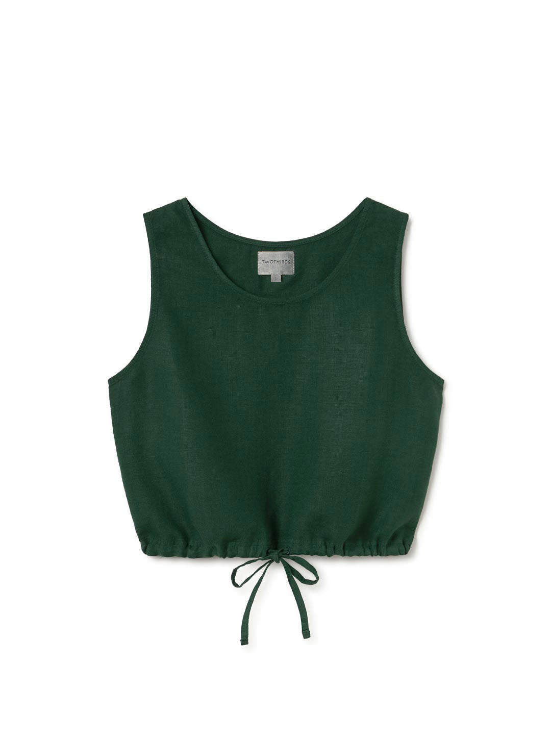 Garden green sleeveless linen shirt women front