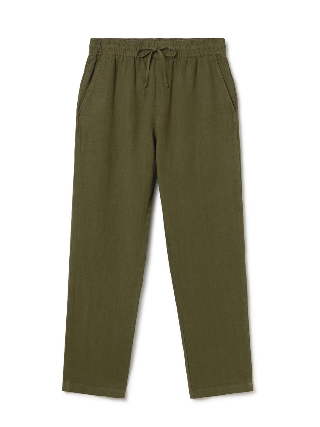 Codium green heavy linen pants men front