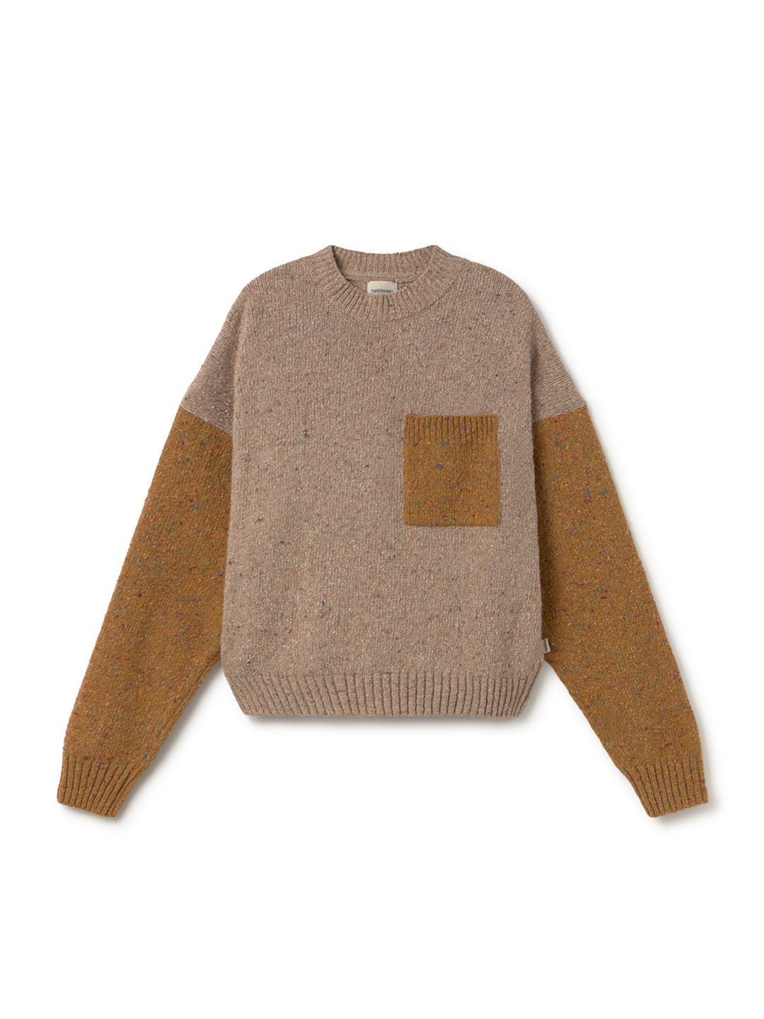 Bicolour beige recycled wool sweater
