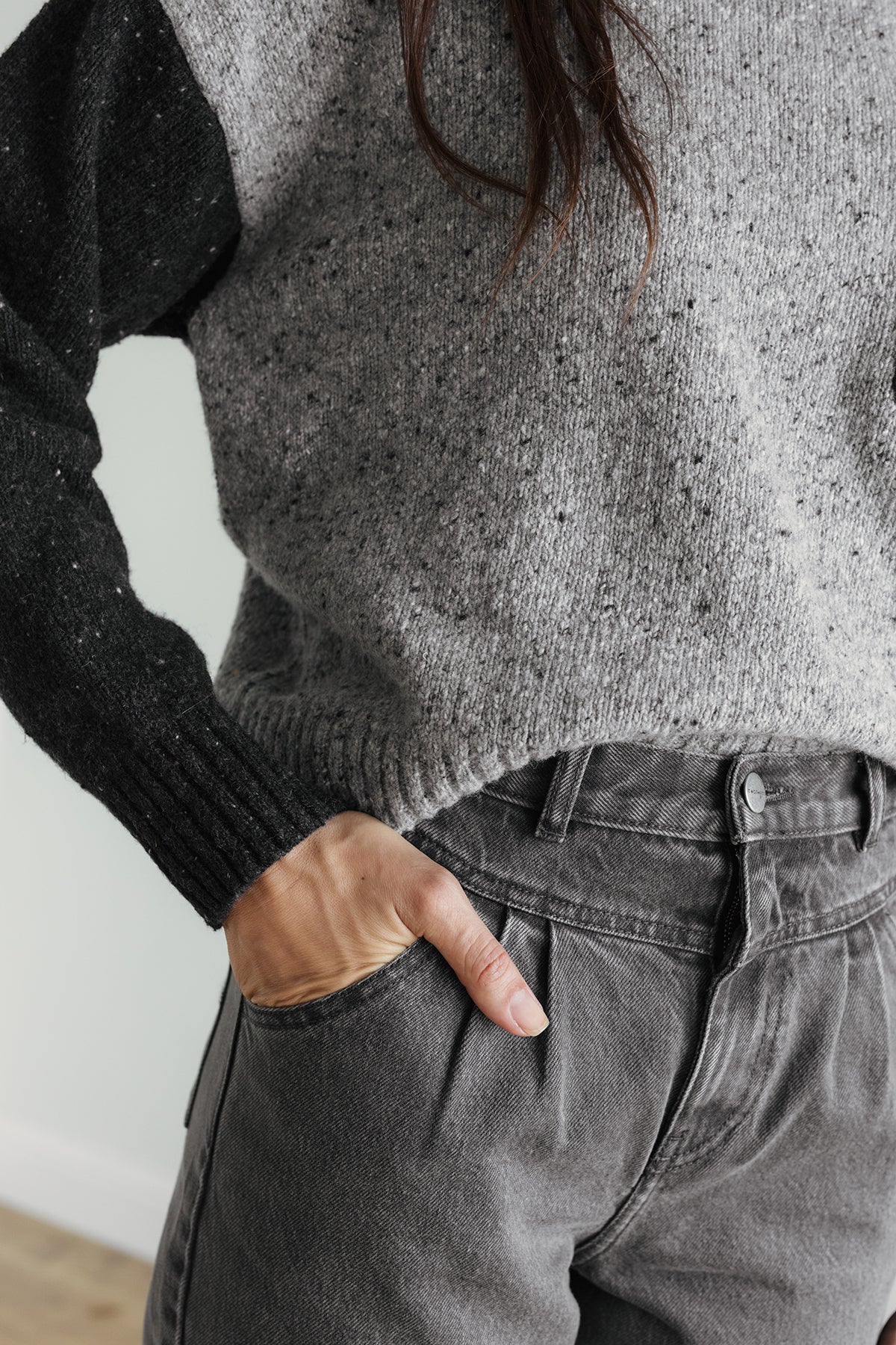 Eco-friendly bicolour knit jumper