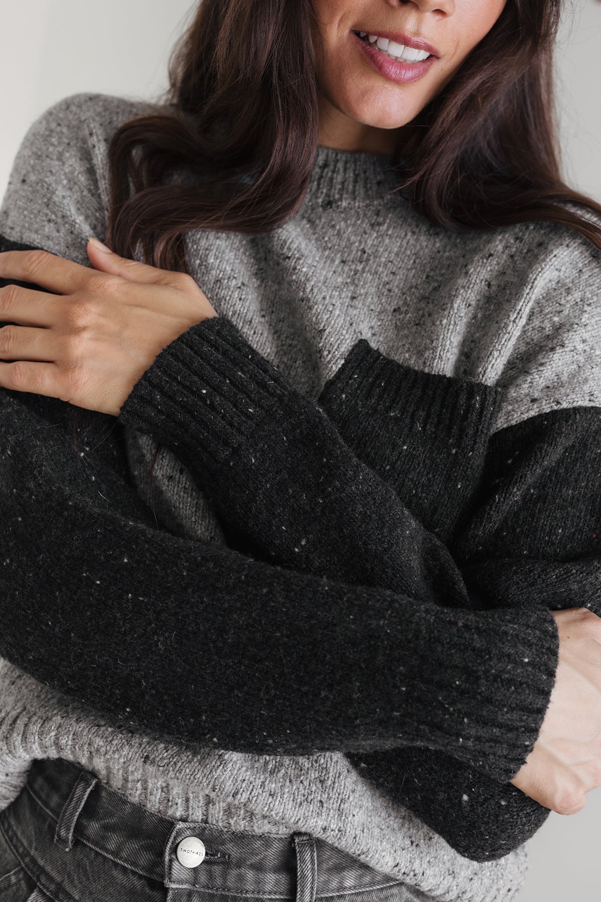 meta-hover, Modern colour-block wool jumper