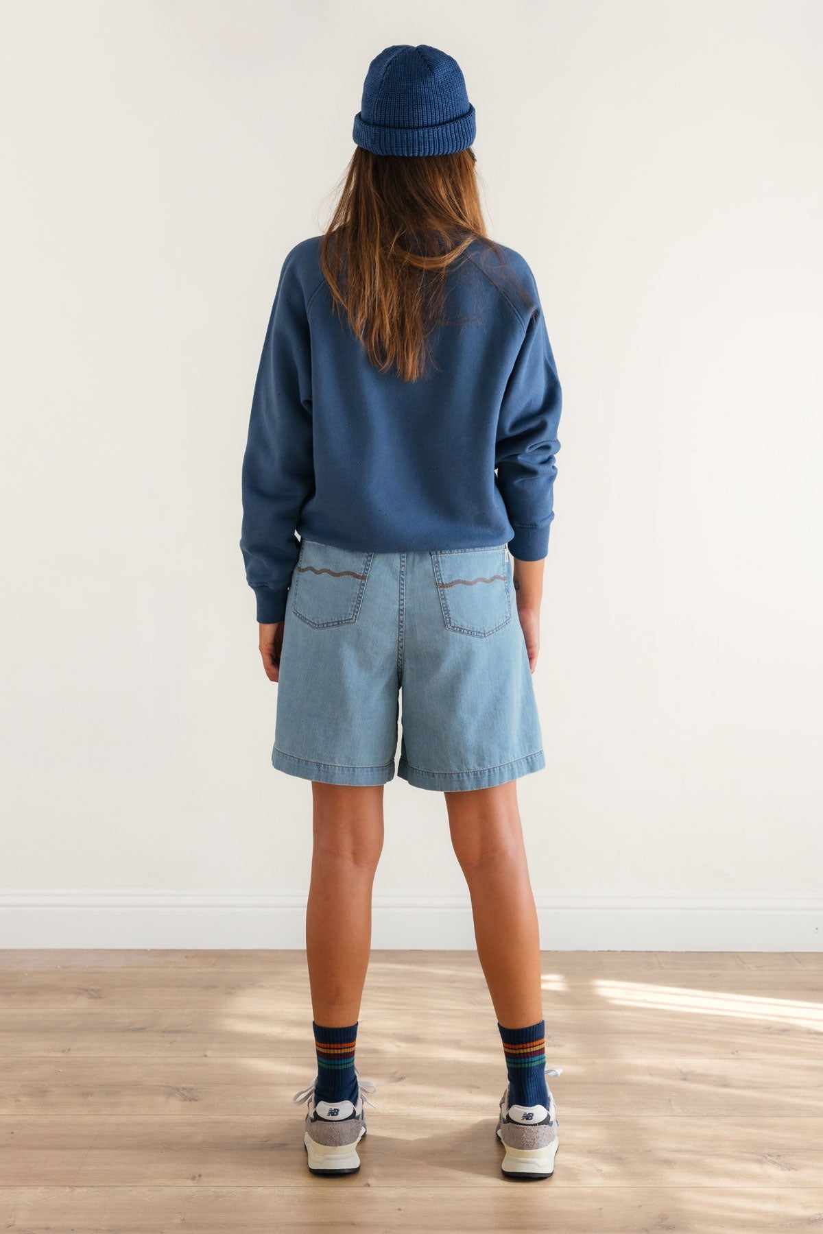 Recycled-fabric blue sweatshirt design