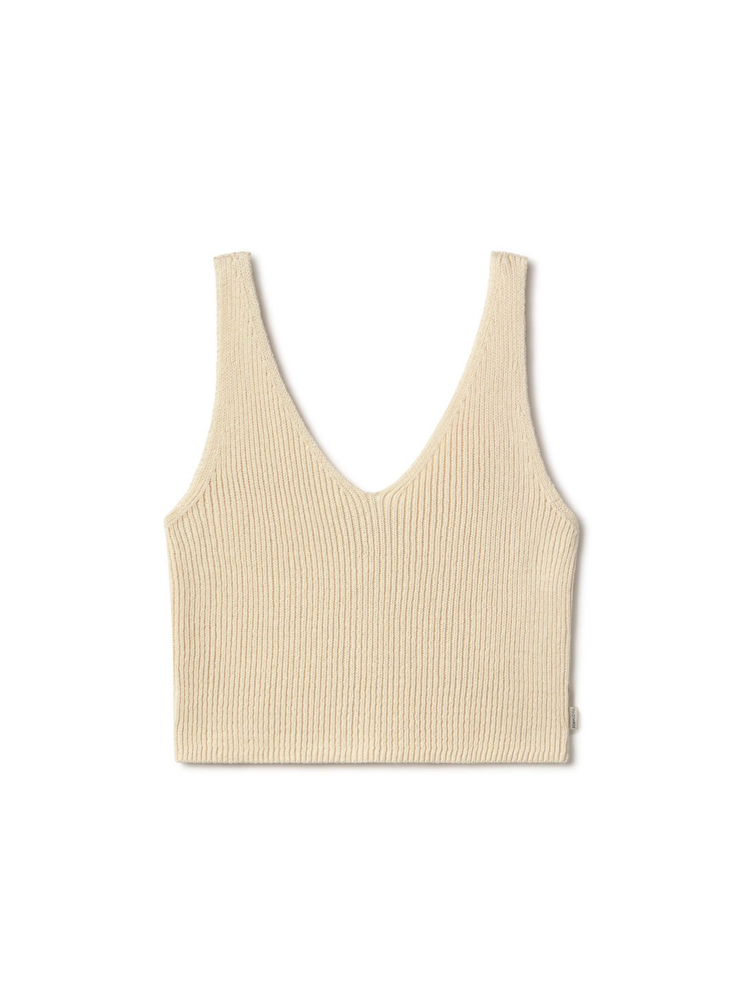 Ecru knit crop top women front
