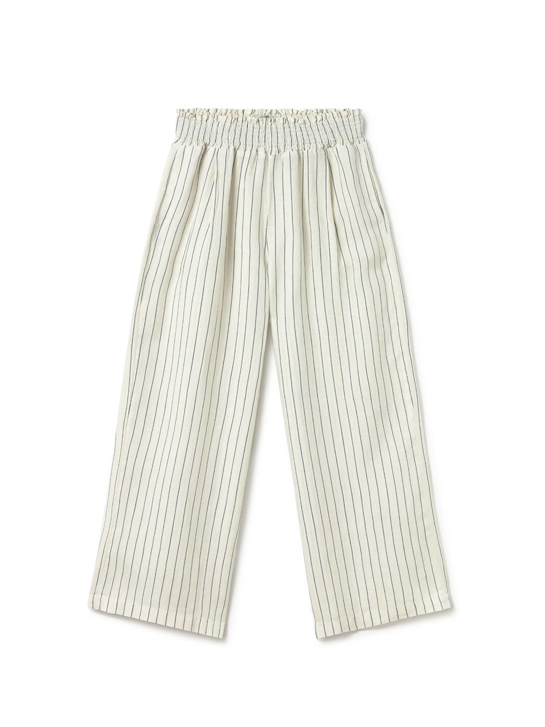 Striped linen pants women front