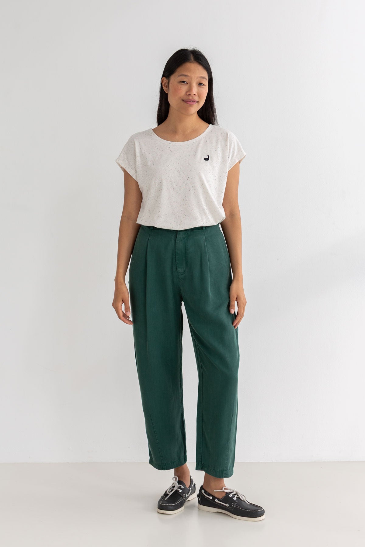 Multicolour neps top women green pants full body view front