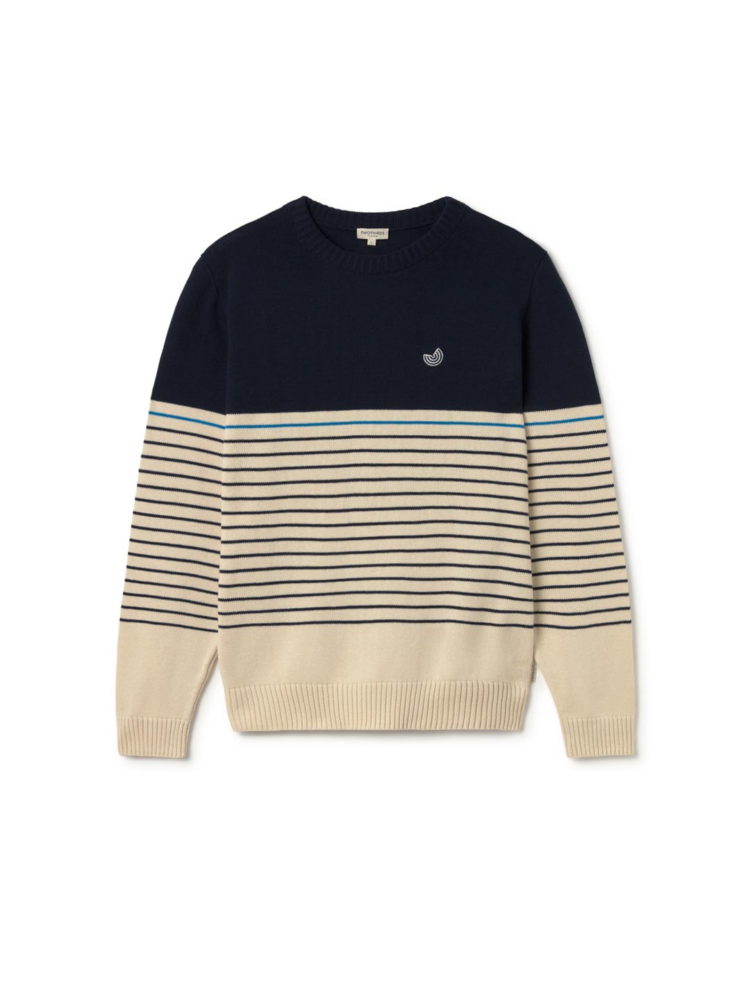 Navy stripes organic cotton knit men front