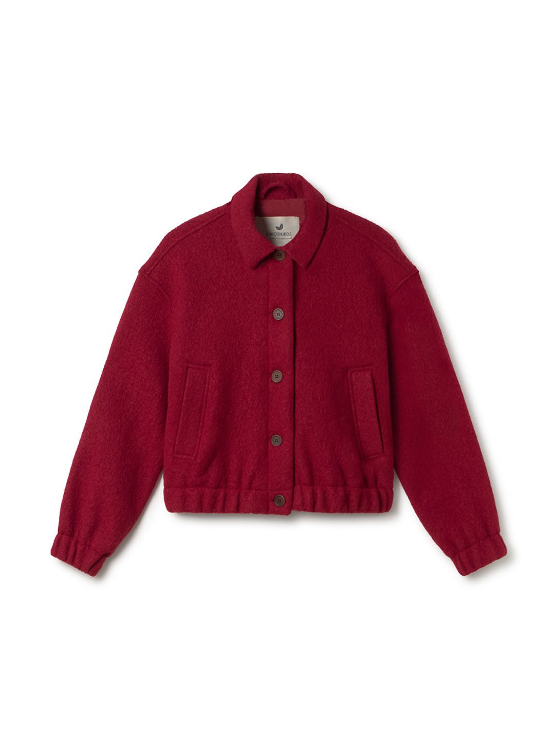 Wine boiled wool jacket women front