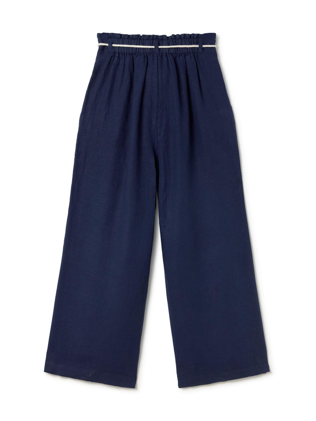 Blue night linen pants women back