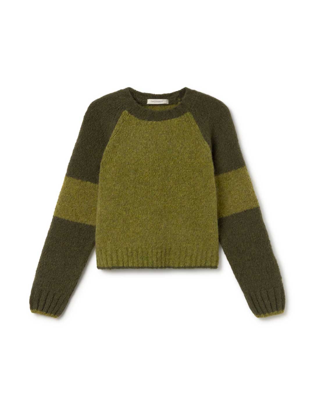 Recycled wool sweater in green palette