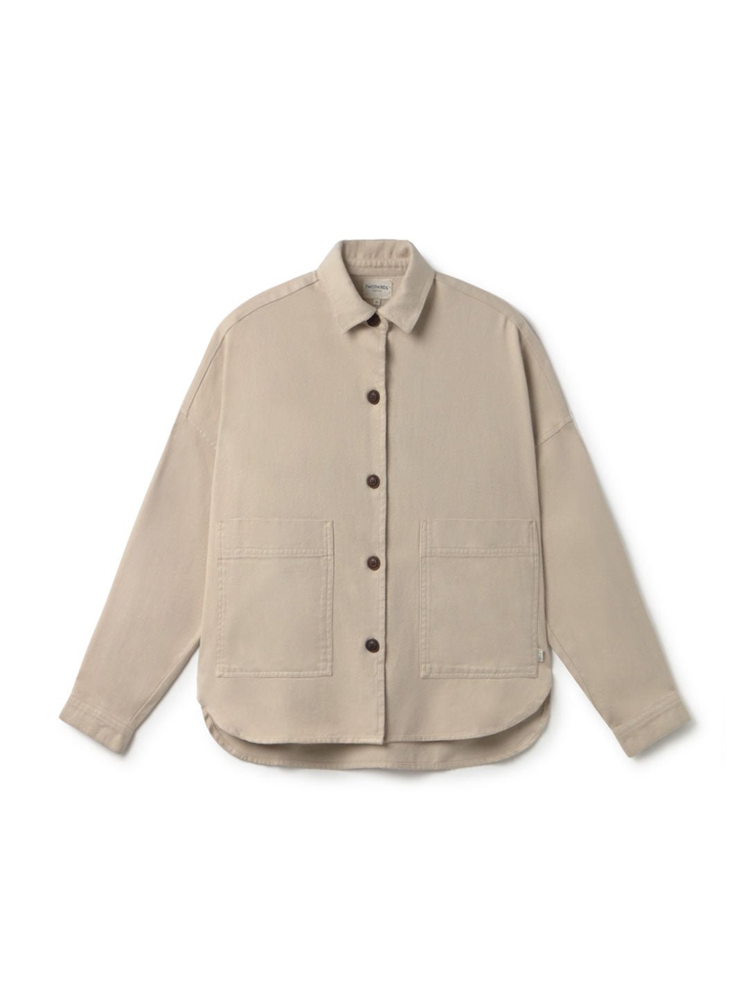 Feather grey organic cotton flannel shirt women front