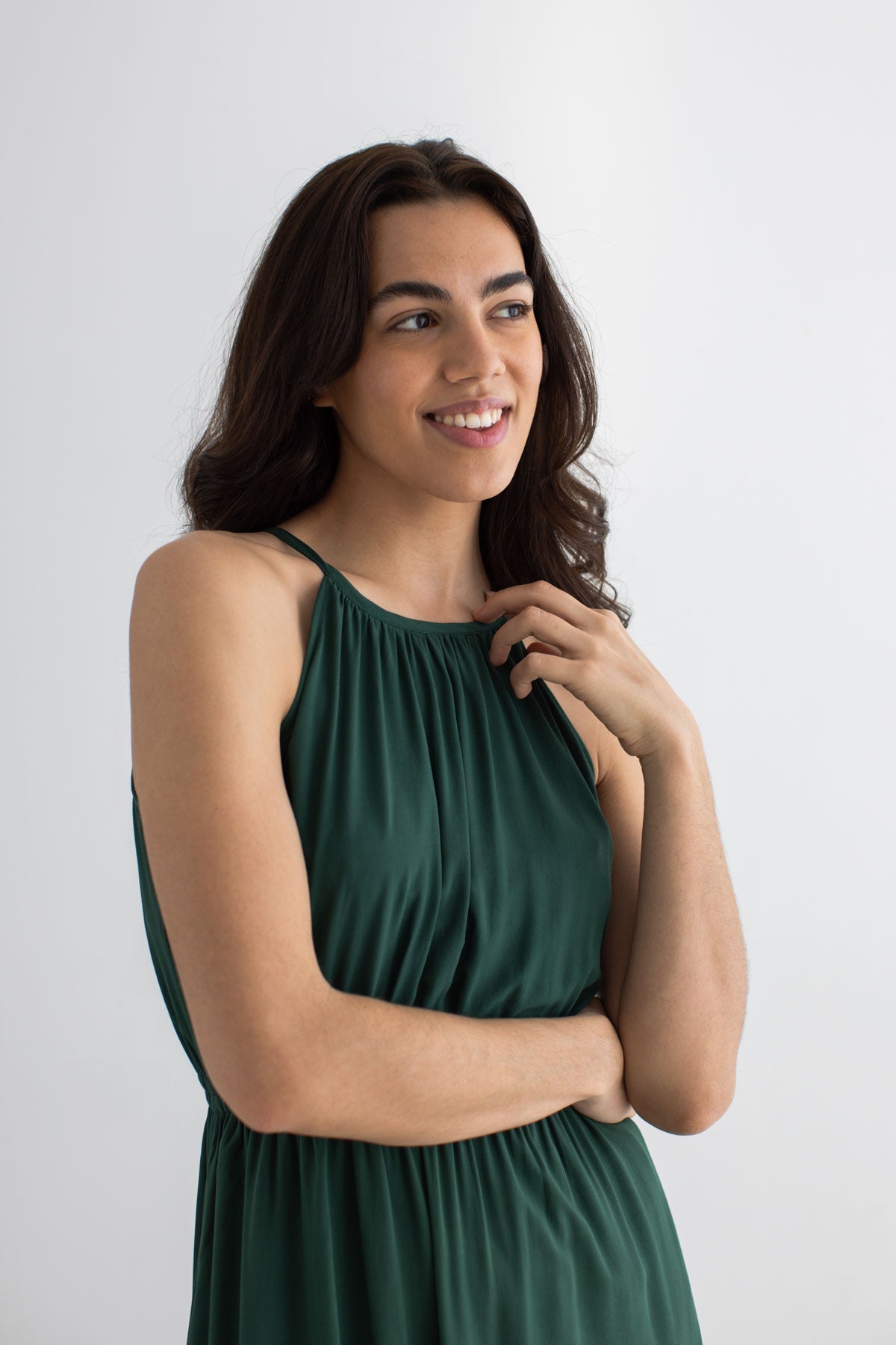 Garden green Strappy midi dress women wear view front