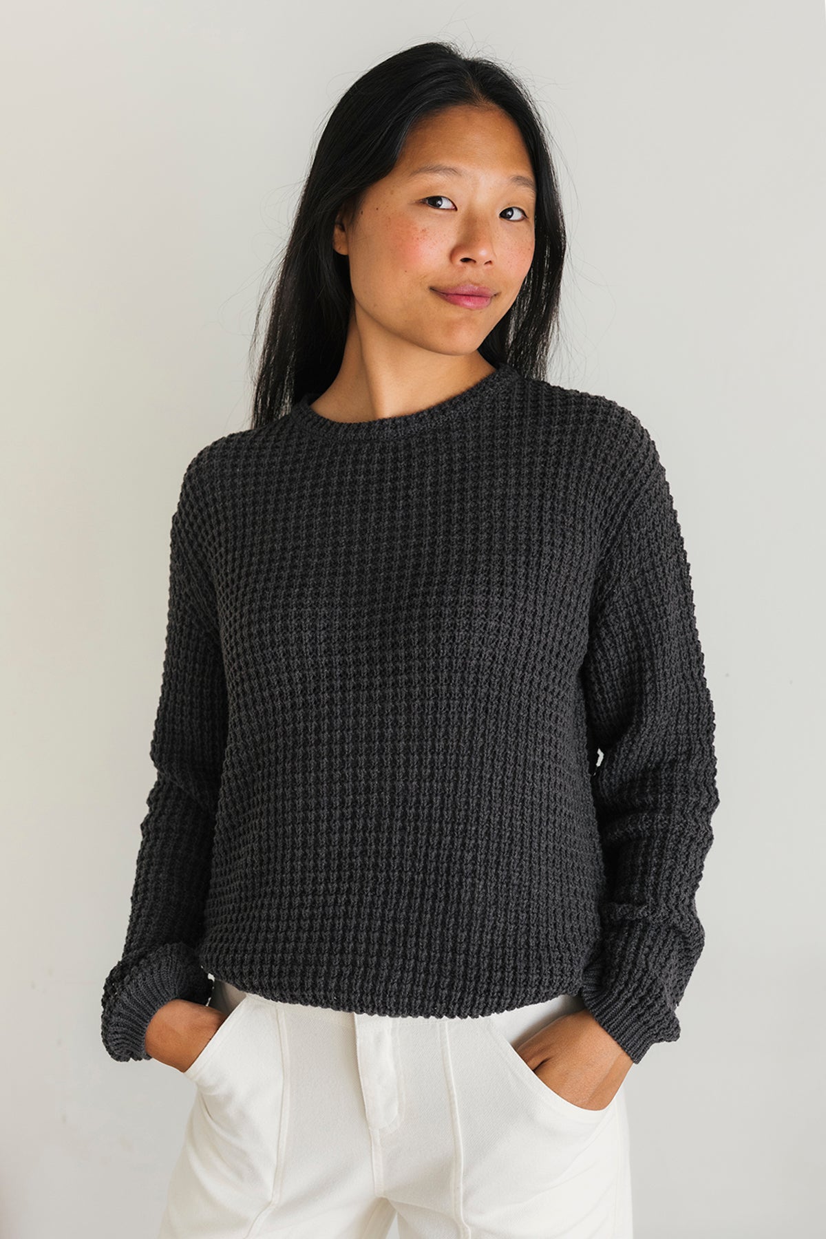 Oversized organic cotton antracita knit