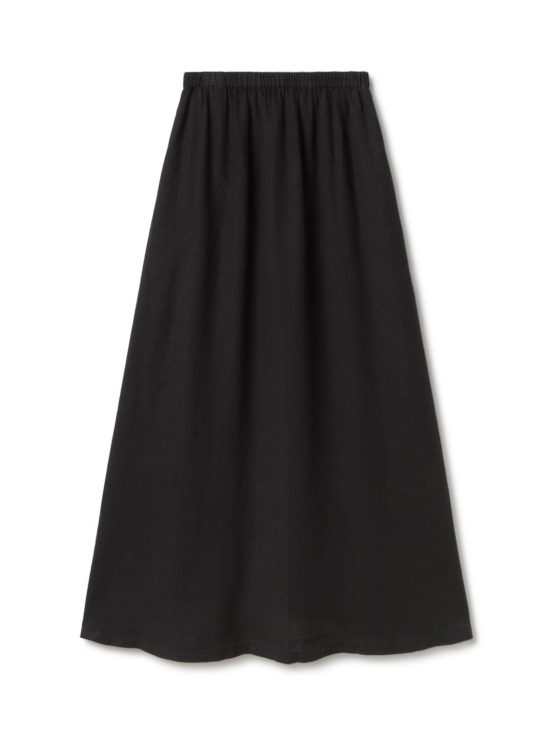 Black linen skirt women front