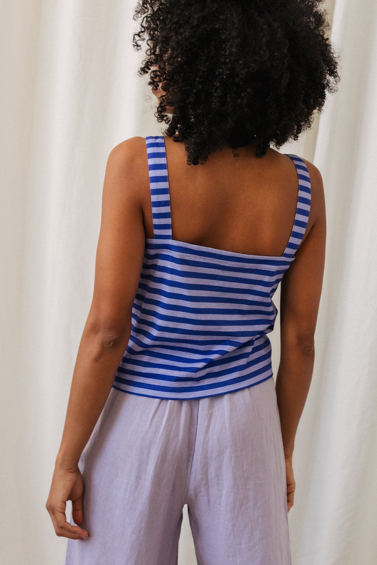 boxy fit purple striped crop top