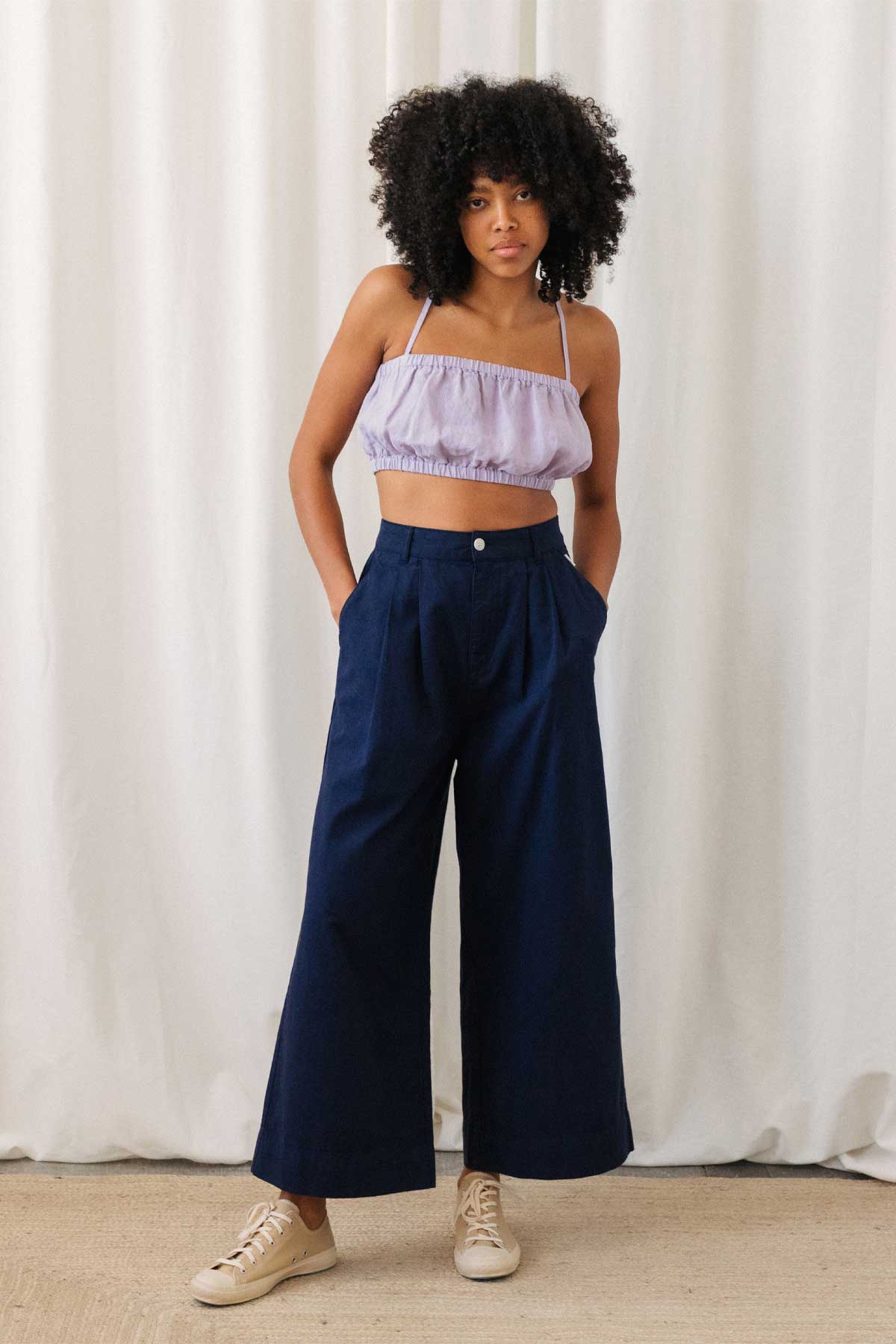 Light purple linen tube top