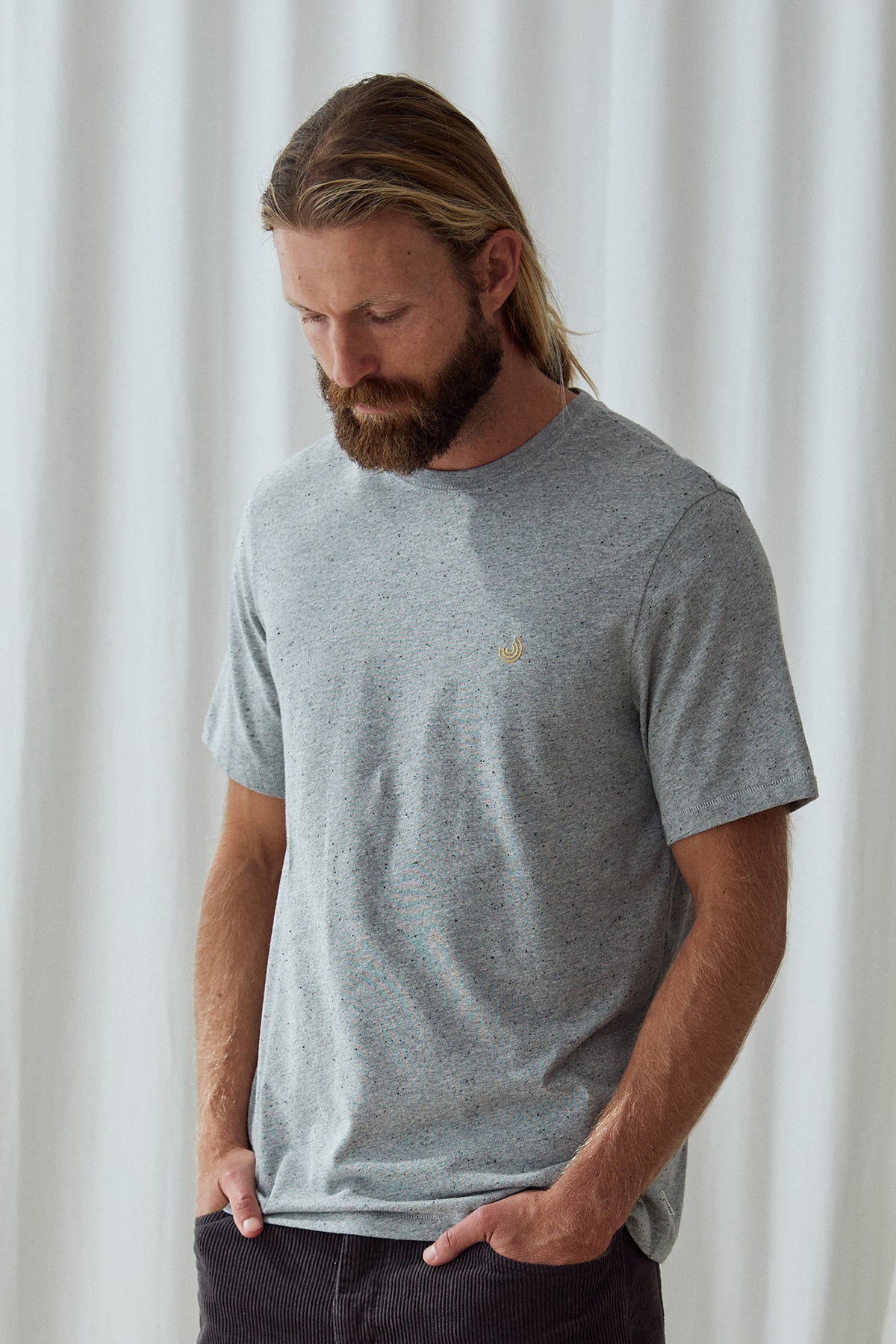 Sustainable speckled grey tee