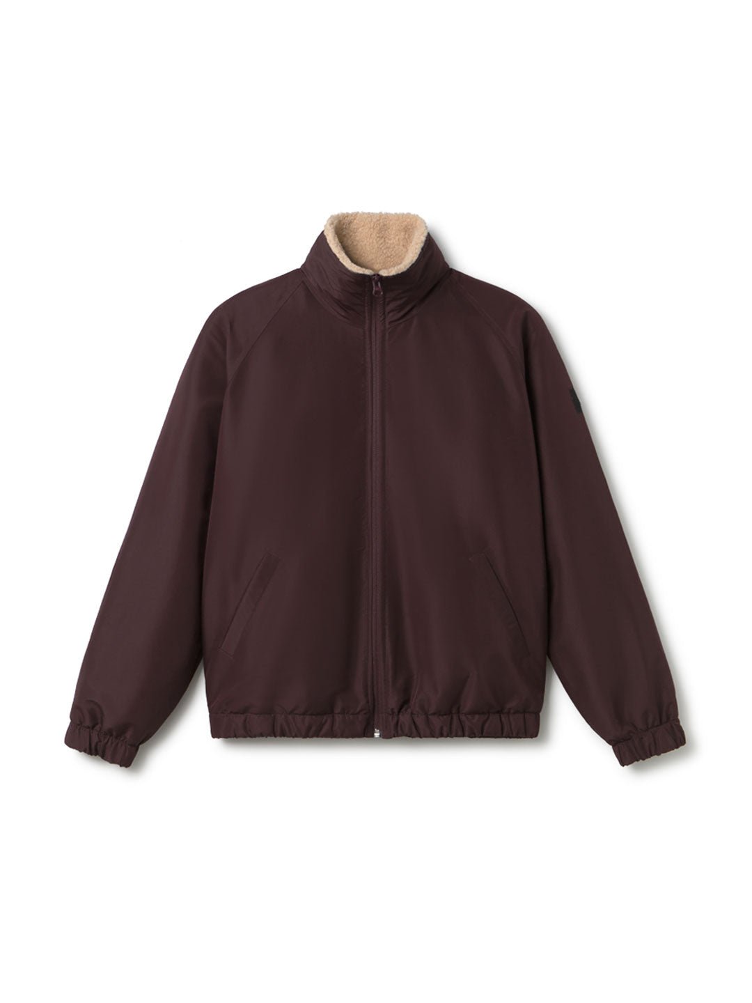Aubergine tech Sherpa jacket women front