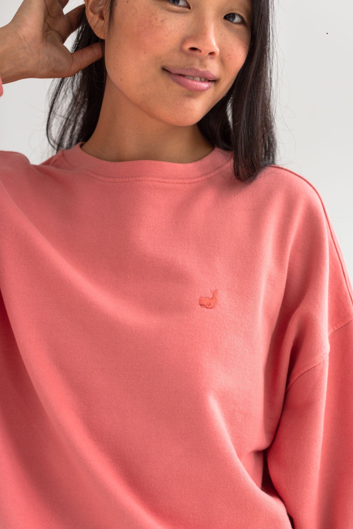 Pink American fleece sweatshirt women detail logo front