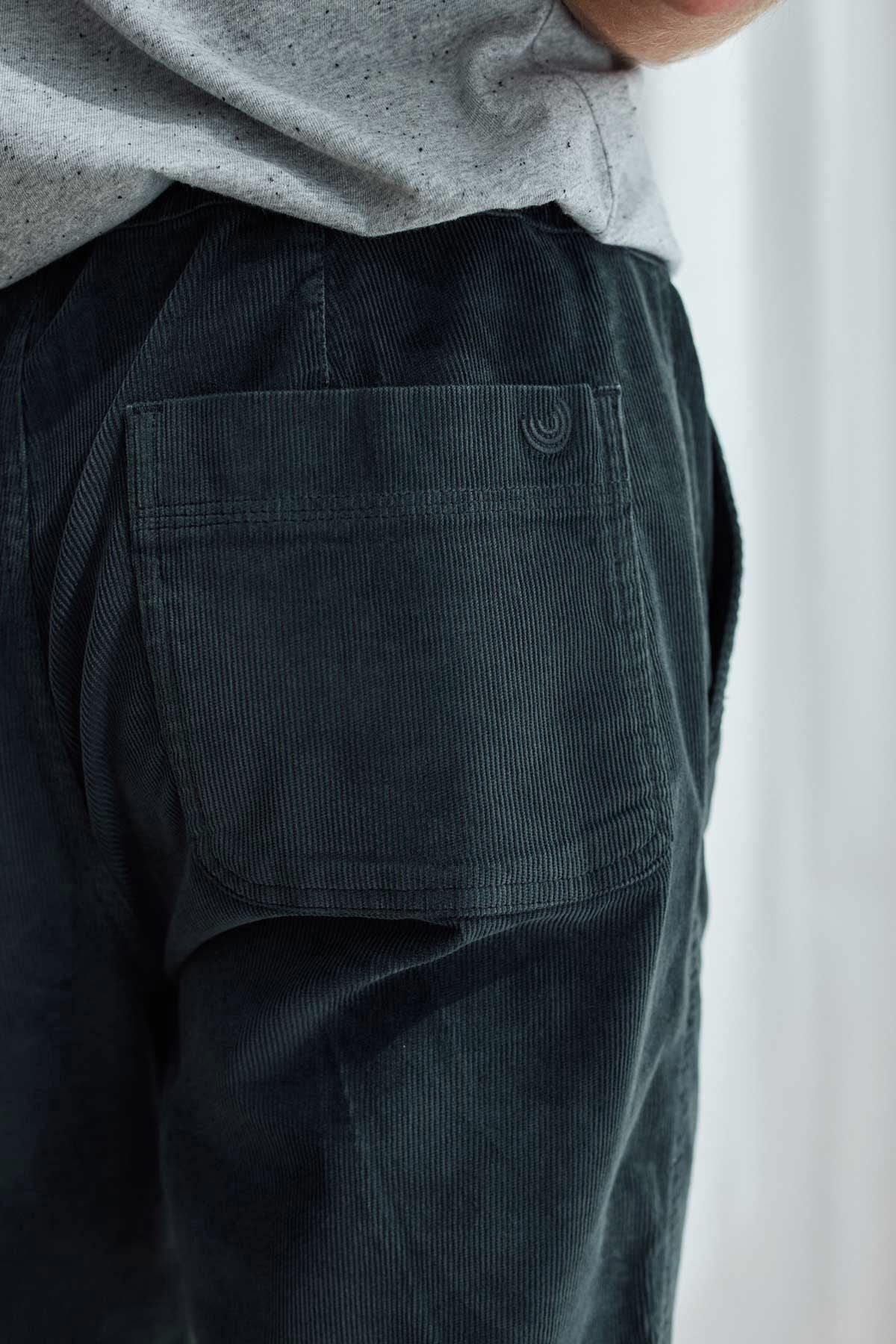 Dark sand corduroy pants men detail back pocket